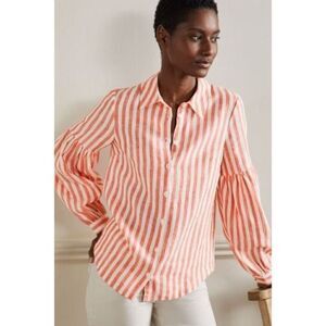 Boden Orange and White Striped Blouse